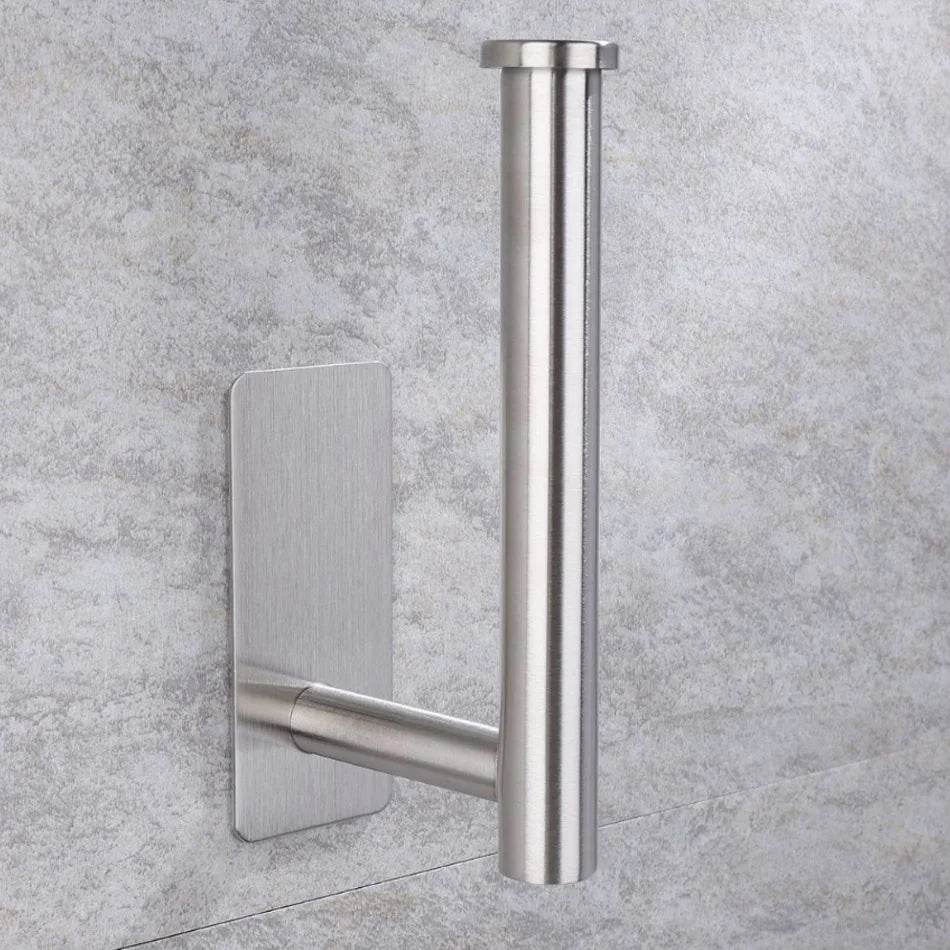 Stainless Steel Paper Holder White Adhesive Wall Mount Stand Kitchen Bathroom Toilet Paper Towel Tissue Roll Shelf Brushed Gold - P12 Hub Europe