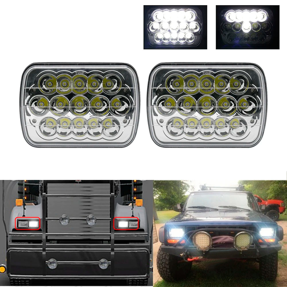 7x6'' 5X7 Inch Led Headlight Square Hi-Lo Beam Halo For Jeep Cherokee XJ Wrangler YJ Motorcycle Car Off-road Truck H6054 H5054
