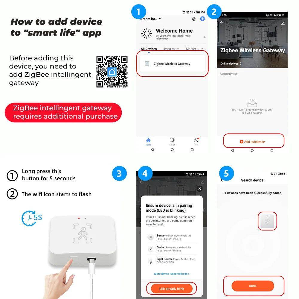 Human Presence Detector, Zigbee Radar | Smart Home Motion Sensor - P12 Hub Europe