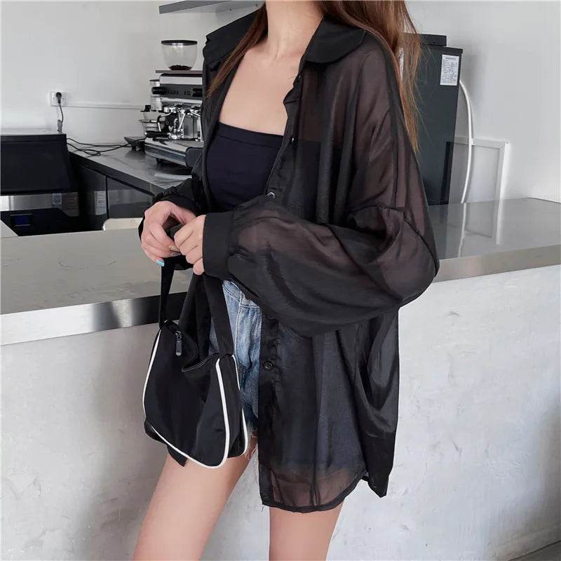 Semi Sheer Button Down Shirt - P12 Hub Europe