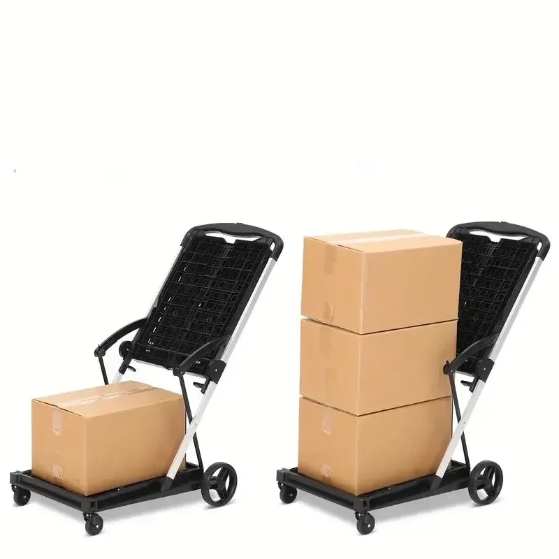 Foldable Shopping Trolley Wheels Lightweight Aluminum Adjustable Handle Multi-Purpose Moving Cart For Home Grocery Camping