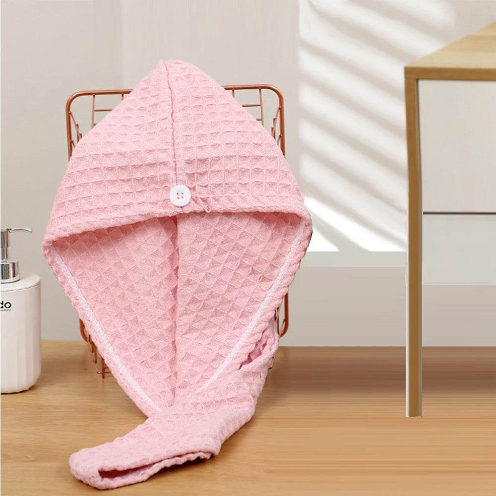 Waffle Drying Hair Towel for All Hair Style Microfiber Super Absorbent Quick Drying Hair Turban Reduce Frizz And Hair Damage - P12 Hub Europe
