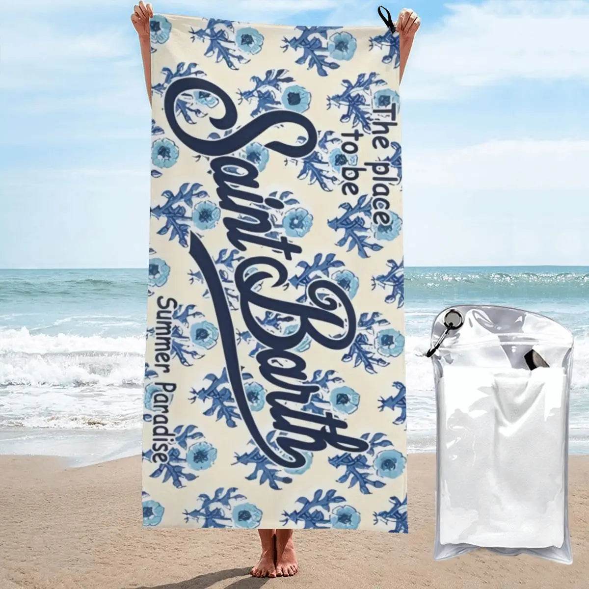 Microfiber Bath Towel S-Saint B-Barth Print Quick Dry Sandless Beach Blanket Soft Comfortable for Men Women Camping Pool Towel - P12 Hub Europe