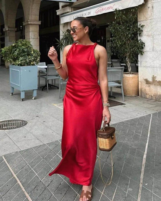 Sleeveless Satin Dress Empire Waist - P12 Hub Europe