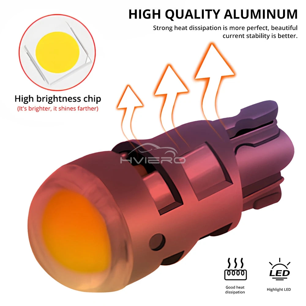 2/4/10/50X T10 W5w Signal Lamp Car Bulb Reading Lamps Interior Dome Light Clearance Backup Reverse License Plate Bright Modify
