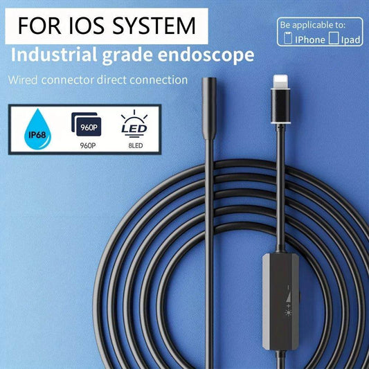 Endoscope 8mm iOS 960P, IP68, 8 LED, 1-10M Cable - P12 Hub Europe