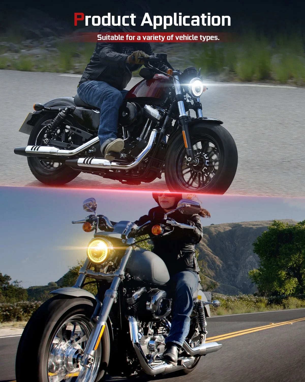 BraveWAY 5.75″ Round LED Headlight for Motorcycle/Car 5-3/4 inch Moto Light with White/Amber DRL+ Start-up Halo Ring