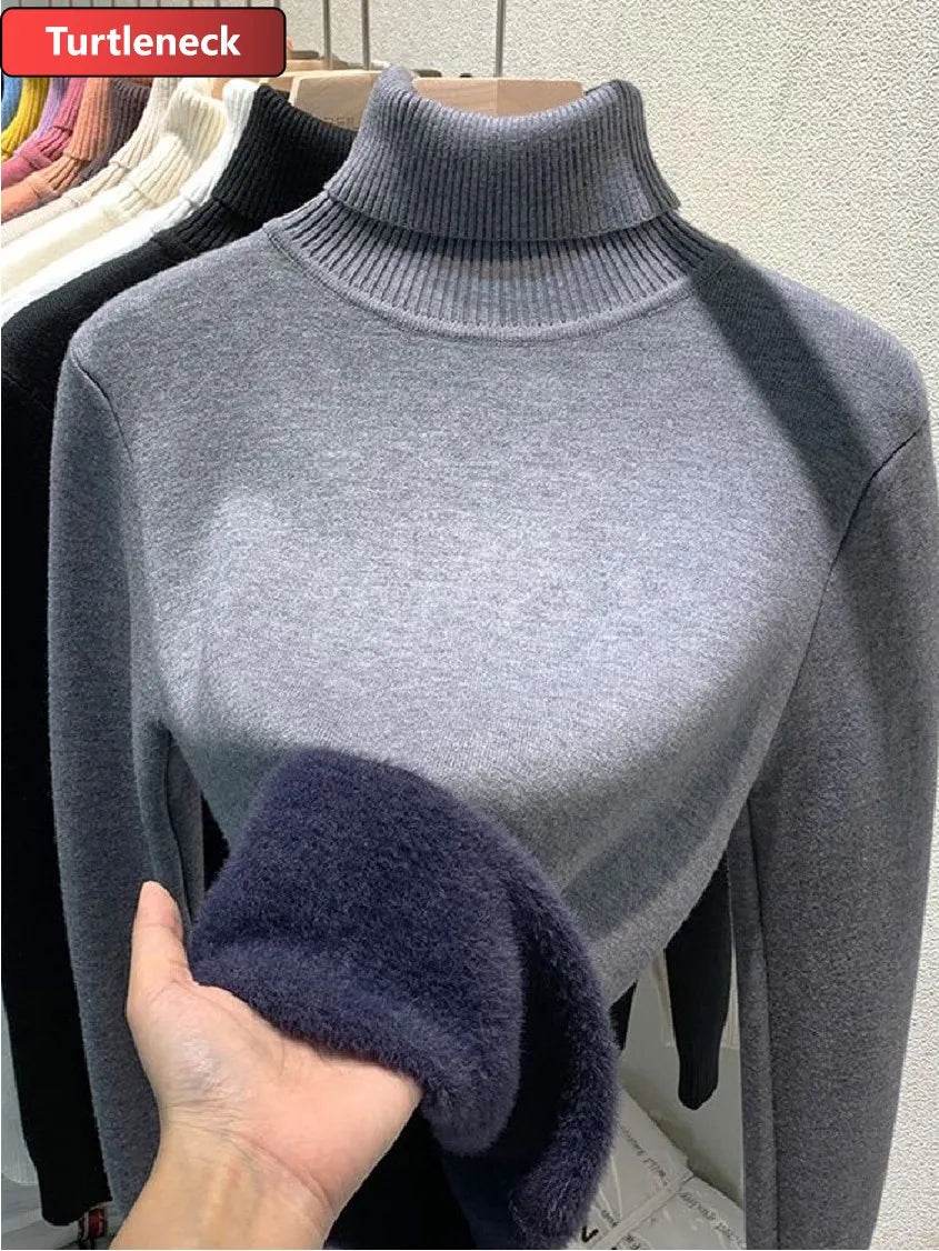 Elegant Velvet Lined Turtleneck Sweater - P12 Hub Europe