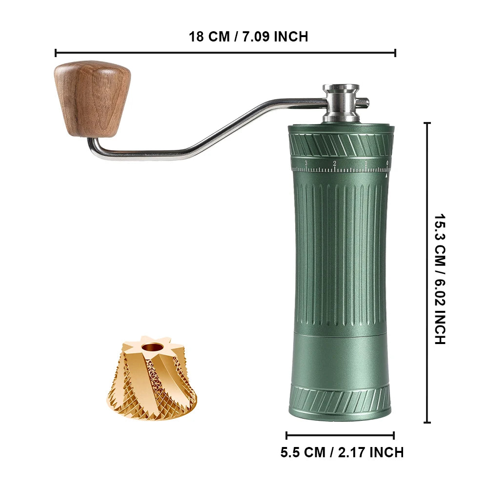 New Upgrade Manual Coffee Grinder with External Adjustment –CNC 420SS Ghost Tooth Burr for Espresso Pour Over Coffee Mill