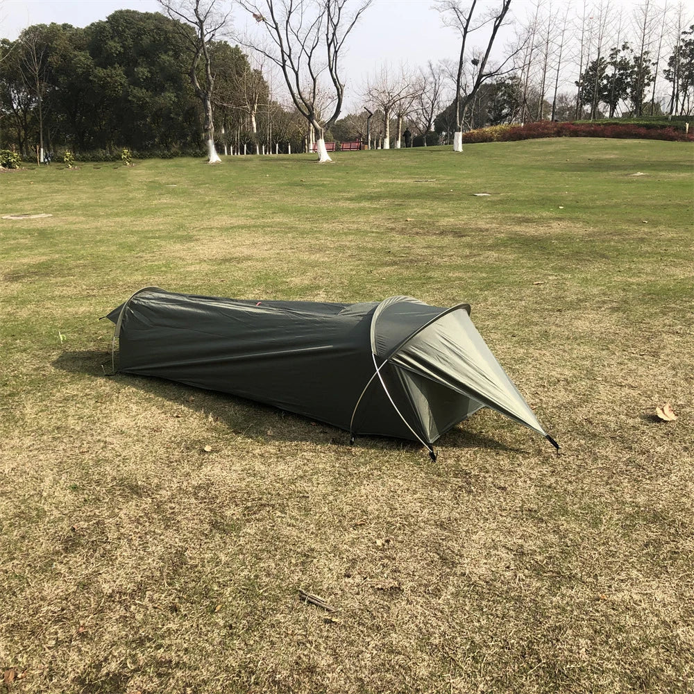 Ultralight Single Person Tent 210D Oxford Waterproof Camping Tunnel Tent for Outdoor Backpacking Hiking Fishing
