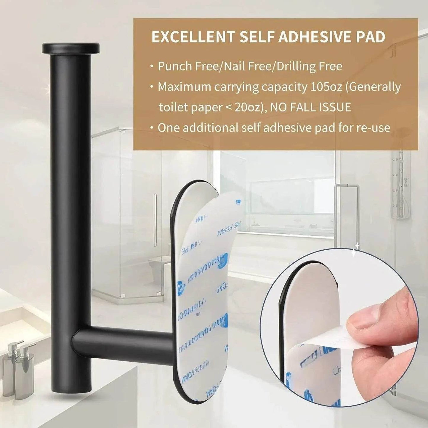 304 Stainless Steel Toilet Paper Holder, Self-adhesive, Non-perforated, Paper Towel Holder for Bathroom/RV/toilet Tissue Holder - P12 Hub Europe