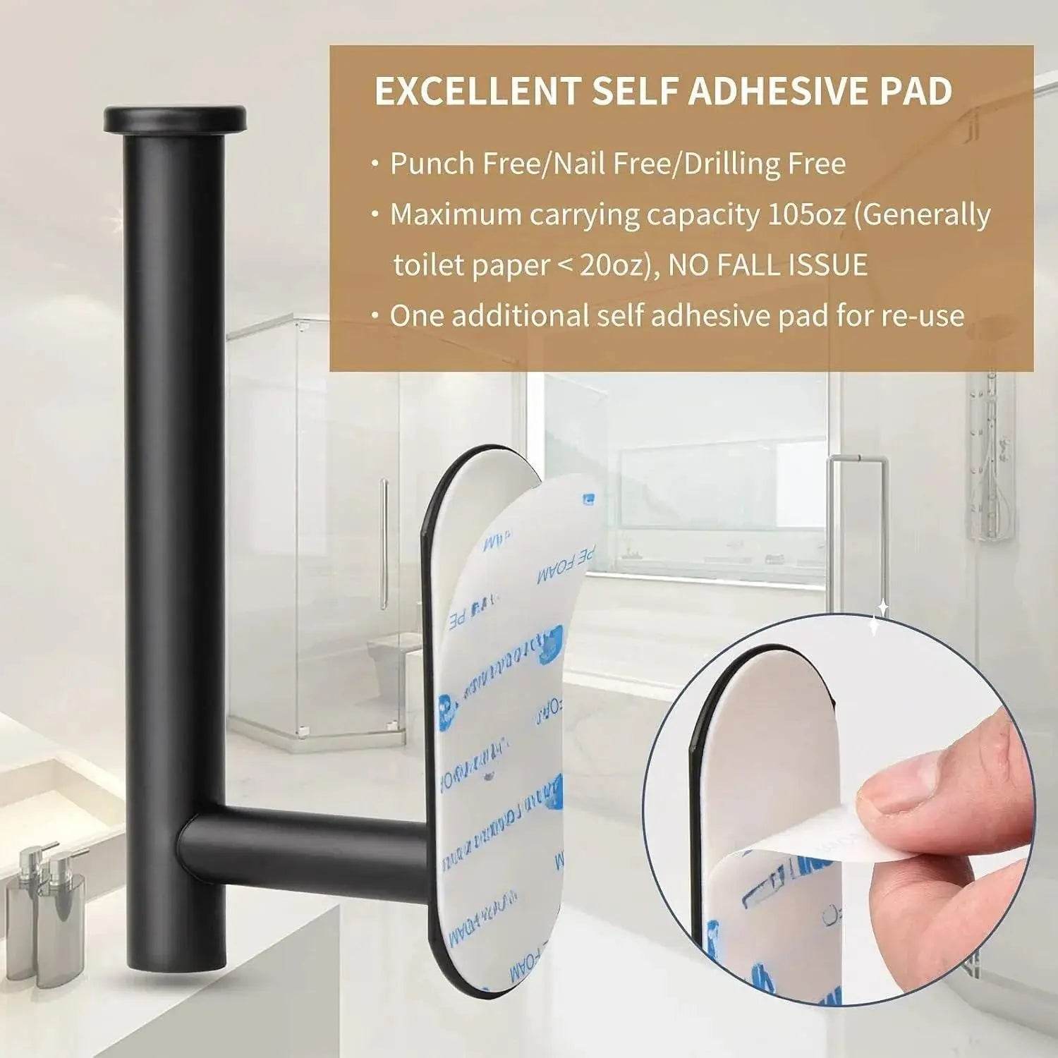 304 Stainless Steel Toilet Paper Holder, Self-adhesive, Non-perforated, Paper Towel Holder for Bathroom/RV/toilet Tissue Holder - P12 Hub Europe