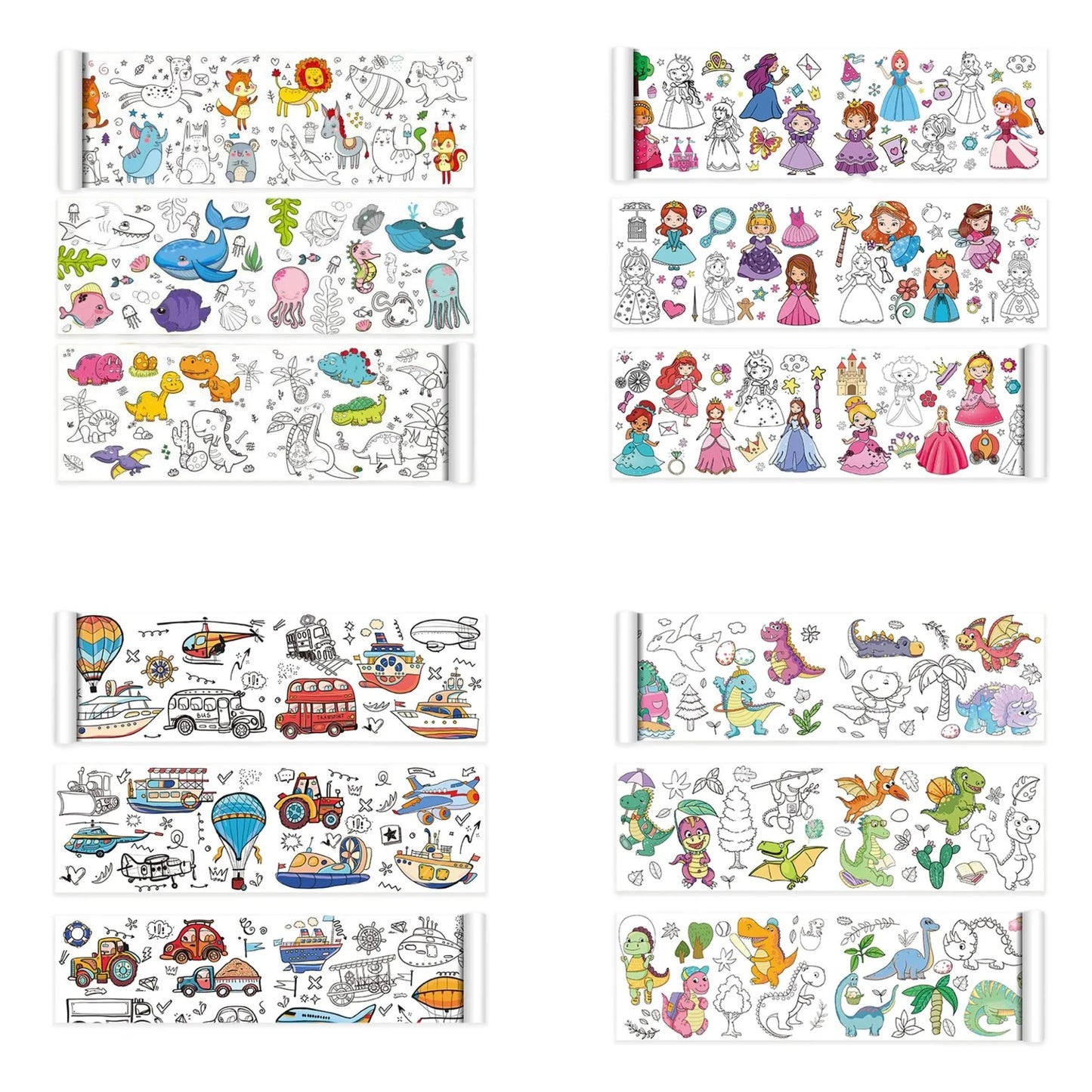 Children's Drawing Roll Sticky Color Filling Paper Graffiti Scroll Coloring Paper Roll For Kids DIY Painting Educational Toys