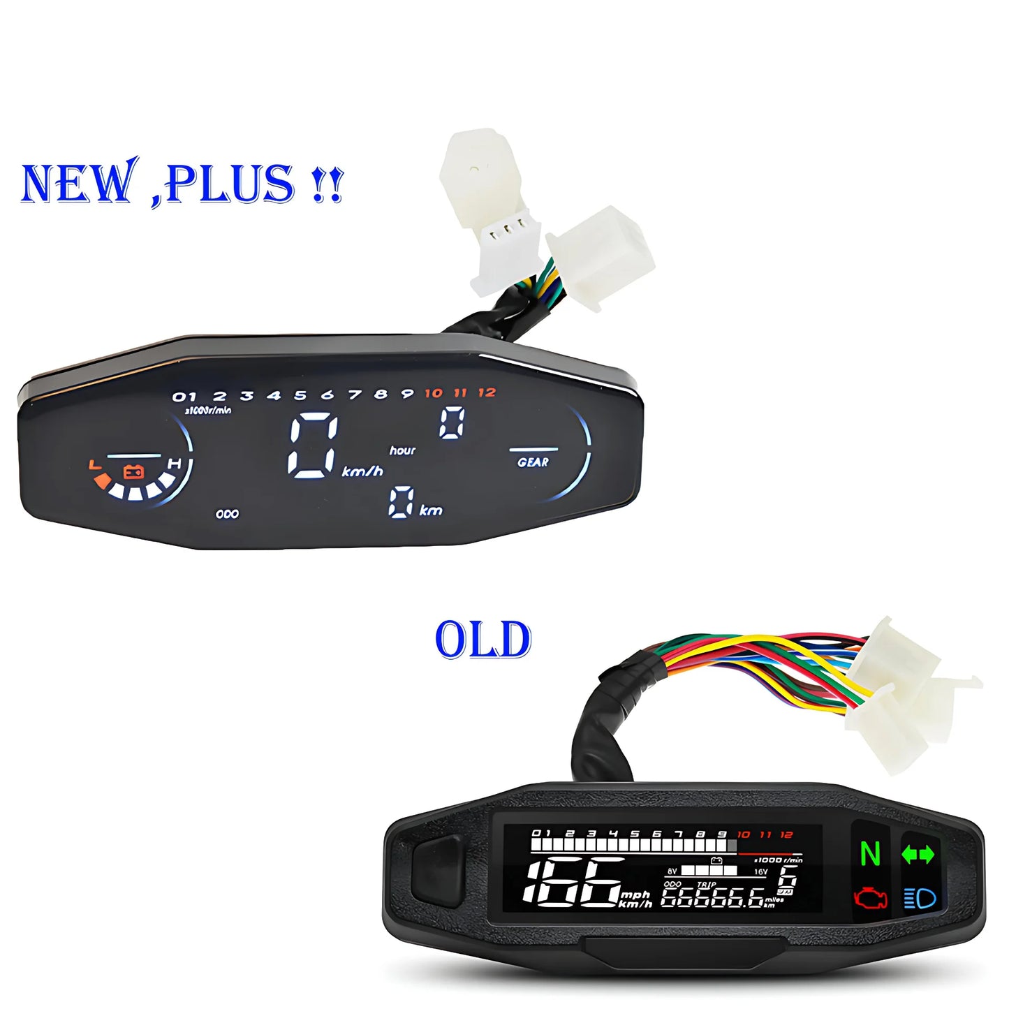 Universal Motorcycle LED Waterproof Digital Tachometer Dashboard Instrument with Turn Signal Fuel Gauge Y Bracket