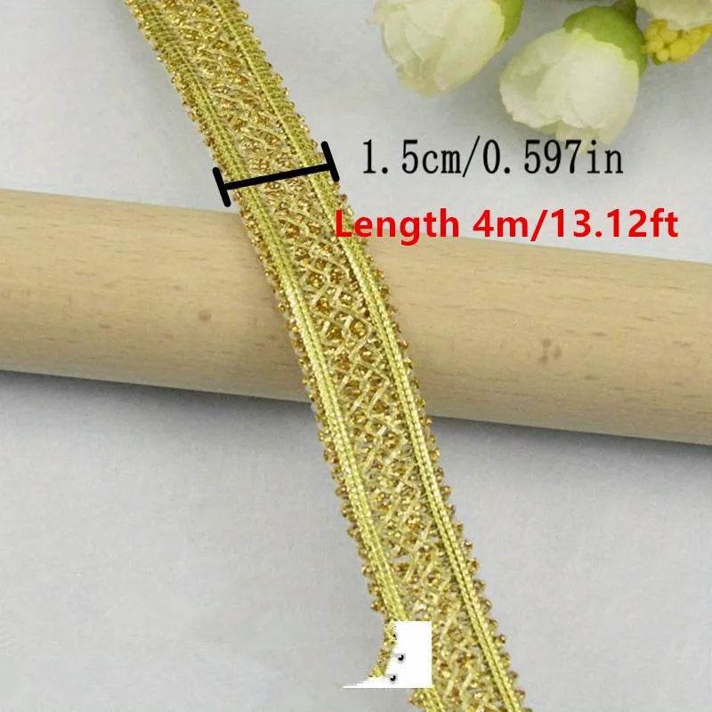 4m/13.12ft each pack Golden lace trims big wide sewing hat curtain dress accessory DIY handmake craft ribbons fabric decoration - P12 Hub Europe