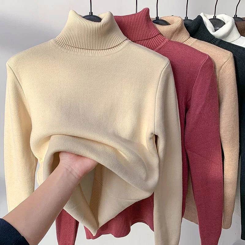 Elegant Velvet Lined Turtleneck Sweater - P12 Hub Europe
