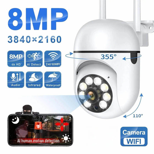 Outdoor WiFi Camera 8MP PTZ 4X Zoom, AI Track, Color Night - P12 Hub Europe