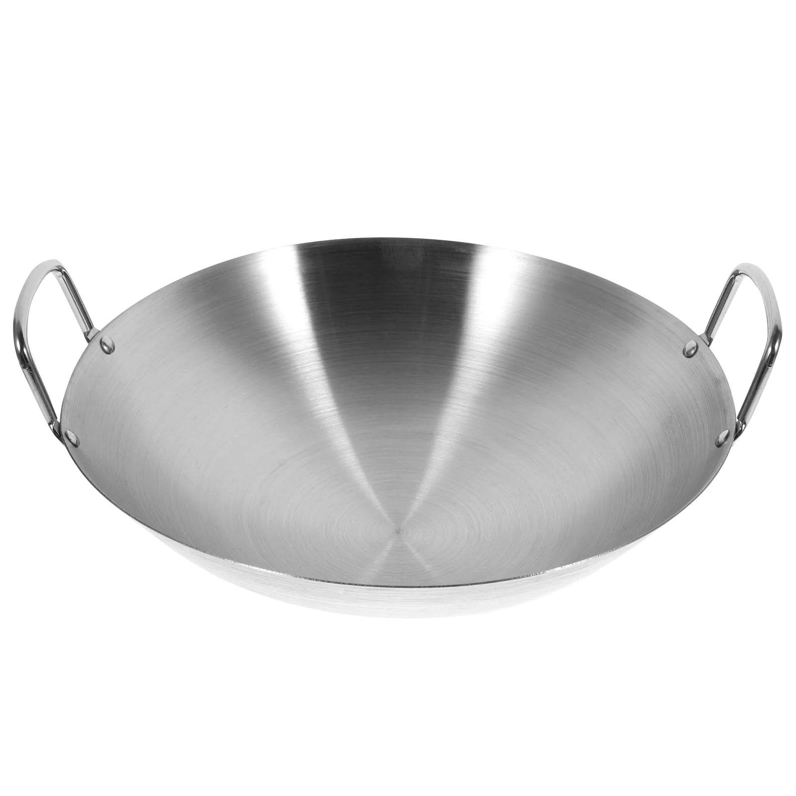 Stainless Steel Wok Round Bottom Wok Large Fry Pan Large Capacity Saute Pan NonStick Pan Fried Steak Pot Uncoated Cookware - P12 Hub Europe