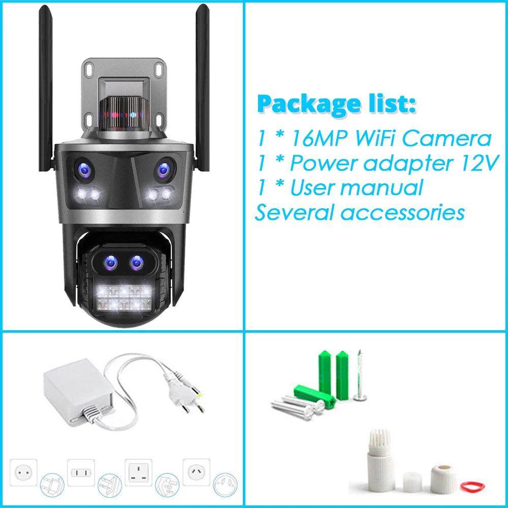 Outdoor PTZ Camera 16MP 4-Lens 8X Zoom, AI Track - P12 Hub Europe