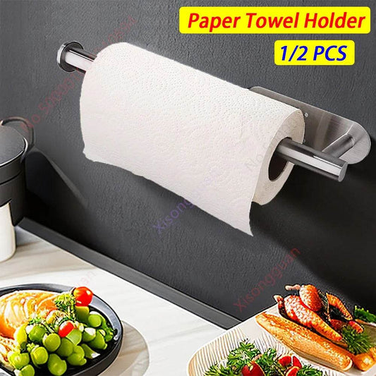1PCS Kitchen Paper Towel Holder Toilet Paper Holder Adhesive Tissue Rack Napkin Dispenser Cabinet Storage Bathroom Accessories - P12 Hub Europe