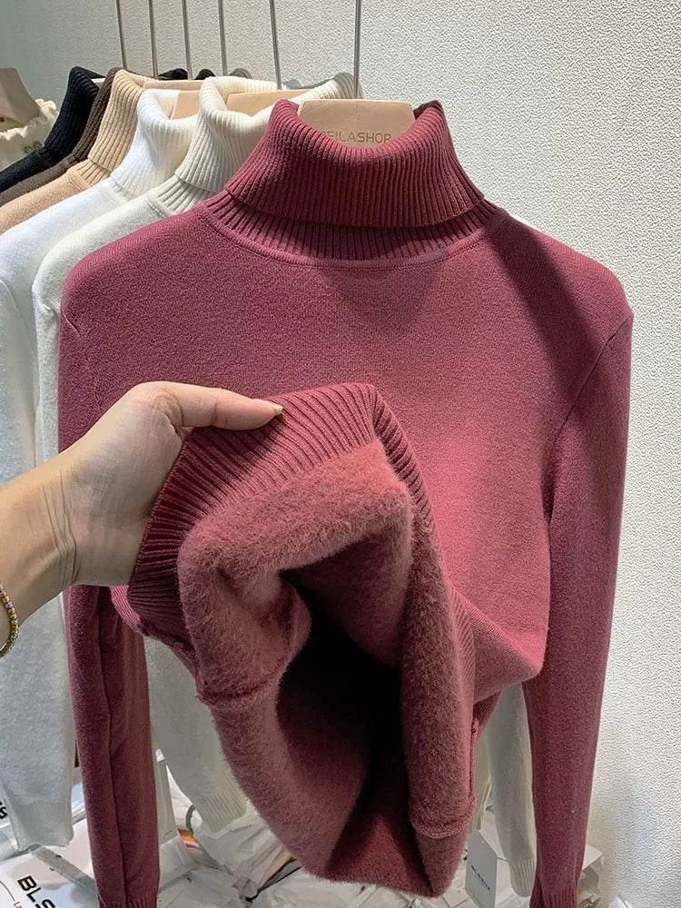 Elegant Velvet Lined Turtleneck Sweater - P12 Hub Europe