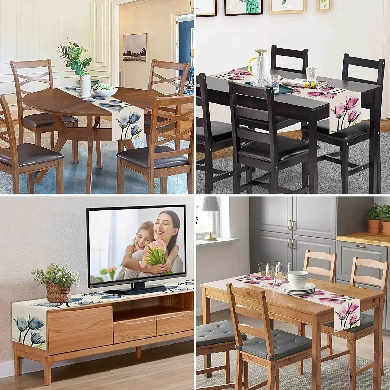 Tulip Linen Table Rustic Farmhouse Style Table Runner 13X70 Inch,Kitchen Dining Table Decoration for Indoor Outdoor Home - P12 Hub Europe