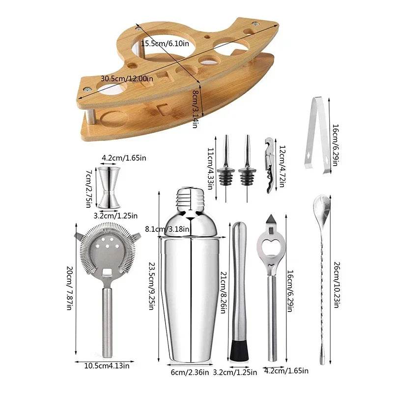 1/3/6/9/11pcs Cocktail Shaker Set Stainless Steel Bartender Kit Cocktail Mixer Wine Martini Boston Shaker Party Bar Tools - P12 Hub Europe