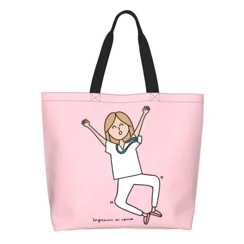 Cartoon Doctor Nurse Enfermera En Apuros Grocery Bags Large Capacity Aesthetic Merch For Woman Street Shoulder Bag