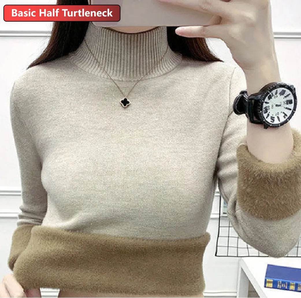 Elegant Velvet Lined Turtleneck Sweater - P12 Hub Europe