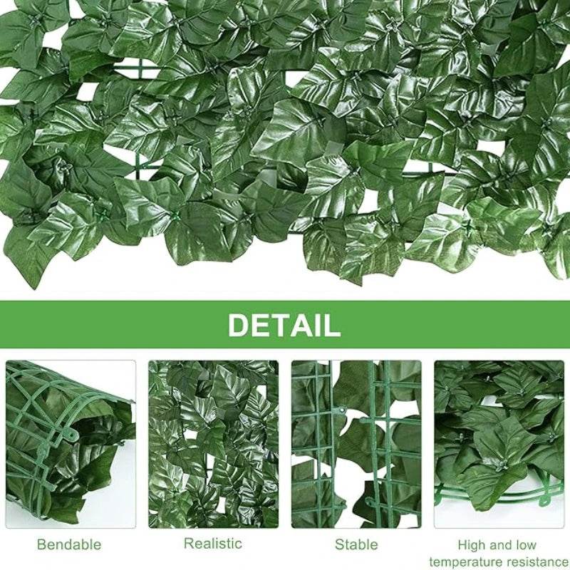 1X3m Artificial Ivy Hedge Green Leaf Fence Panels Faux Privacy Fence Screen for Home Outdoor Garden Balcony Decoration Plants - P12 Hub Europe