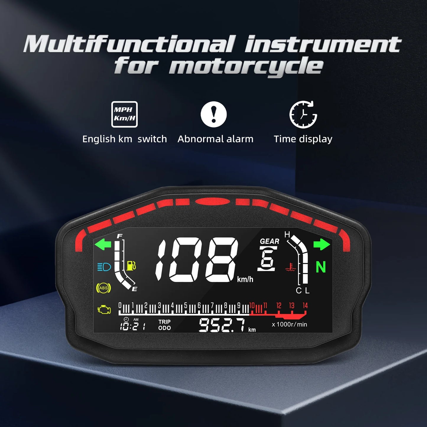 for1, 2,4 Cylinders Motorcycle Digital Board Dash Universal Motorbike Speedometer 0-14000r/min Odometer Gauge Gear Adjustable