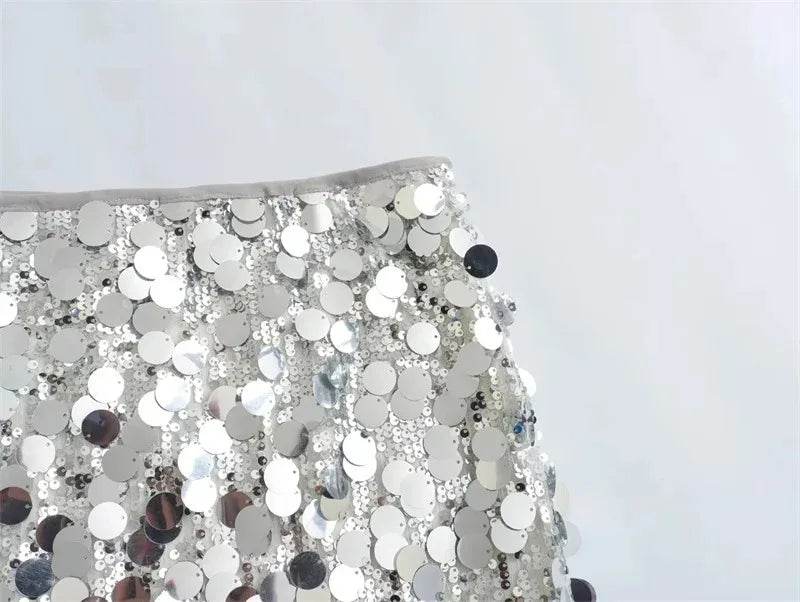 Silver Sequin Mini Skirt - P12 Hub Europe