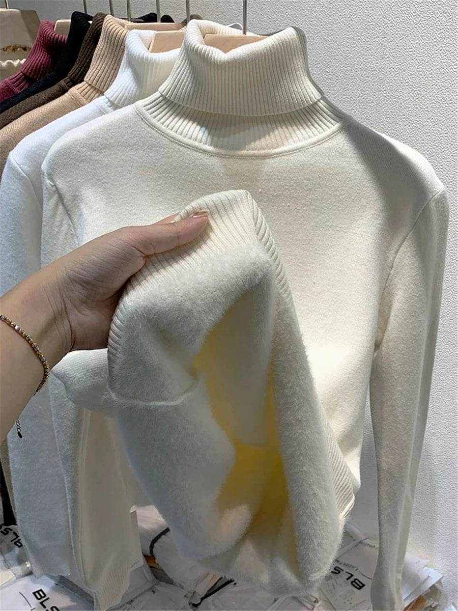 Elegant Velvet Lined Turtleneck Sweater - P12 Hub Europe