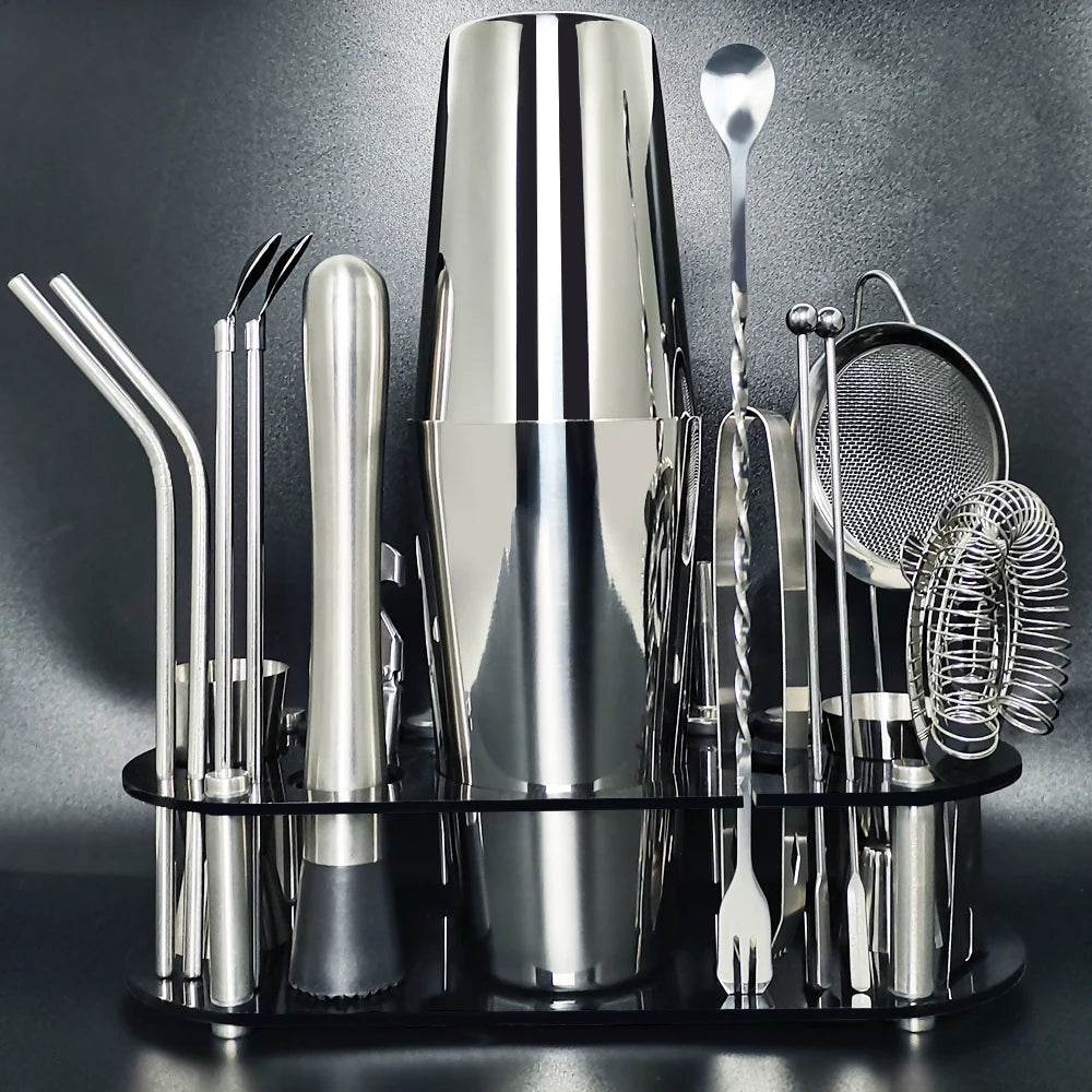 13-22Pcs 750ml 600ml Boston Cocktail Shaker Bar Tools Wine Mixer Set Bartender Cocktail Shaker Tool Kit with Holder - P12 Hub Europe