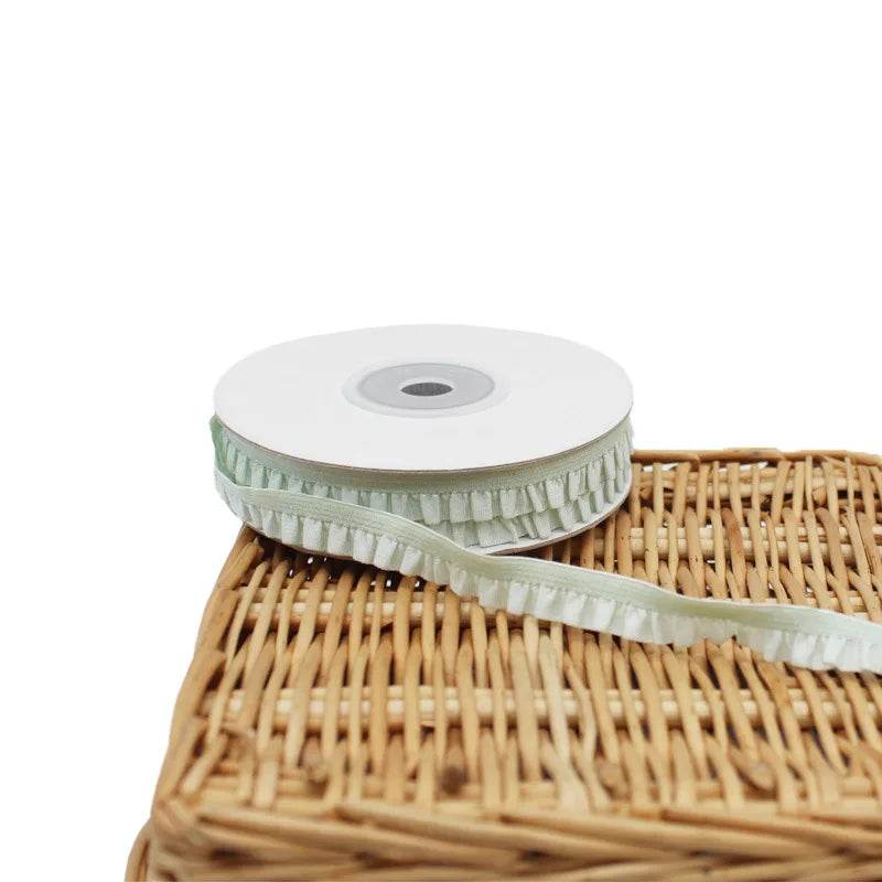 5yards 1cm Pleated Stretch Lace Trim Ribbon Ruffled Elastic Band Headdress Gift Box Bow Decorative DIY Craft Supplies - P12 Hub Europe