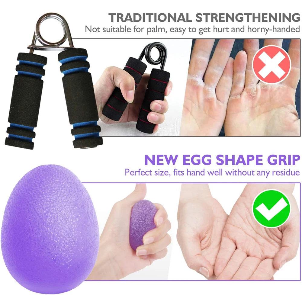 Silicone Hand Grip Ball Egg Gym Fitness Finger Heavy Exerciser Strength Muscle Recovery Gripper Trainer Stress Reliever Squeezer