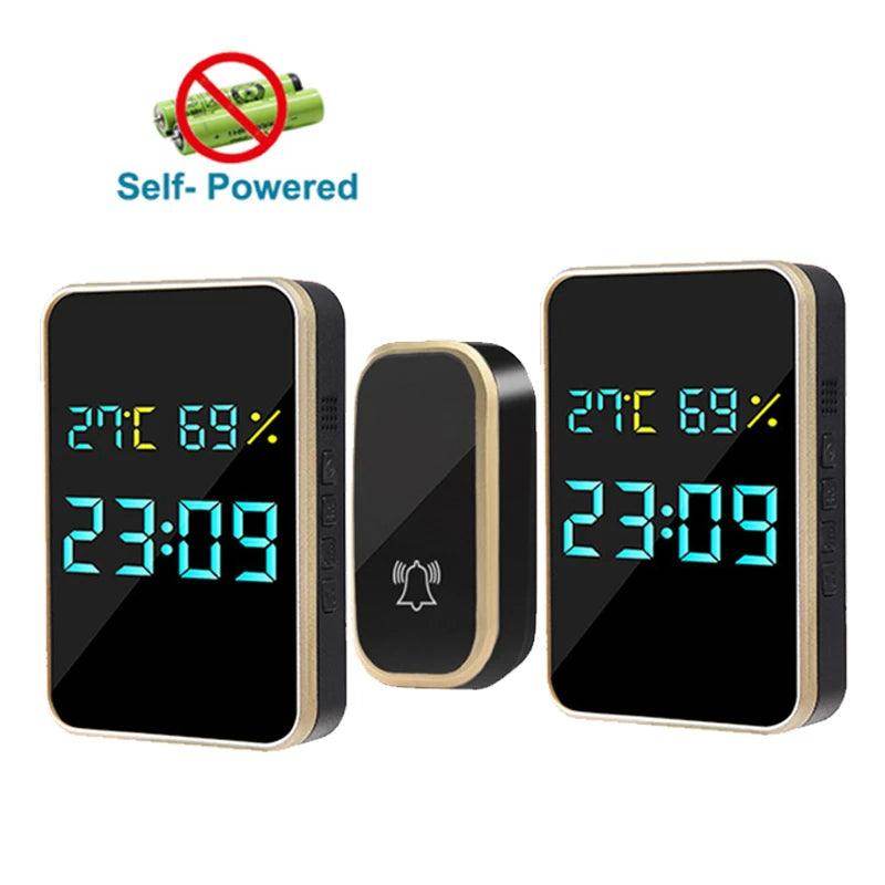 Doorbell Self-Powered Wireless | Temp/Humidity Display, 433MHz - P12 Hub Europe