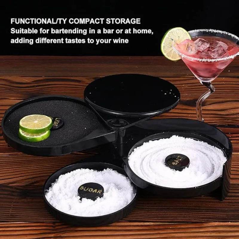 3 Tier Rotating Salt Rimmer Box Mixing Salt Sugar Rim Box Juice Wine Cocktail Seasoning Rimmers Bartender Bar Tools Barware - P12 Hub Europe