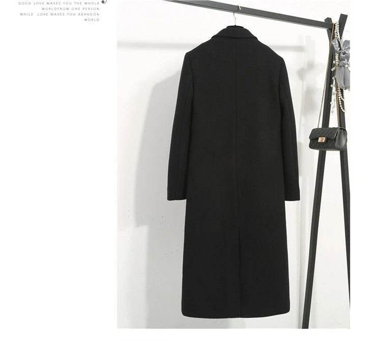 Black X-Long Office Wool Coat - P12 Hub Europe