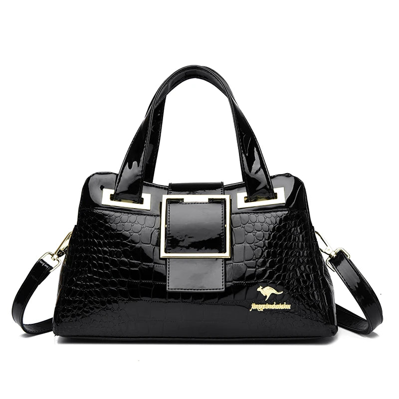 2 layer Large Capacity Tote Bag Luxury Handbags Women Bags Designer Crocodile Pattern Ladies Boston Shoulder Bag High Quality