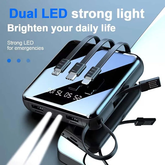 10000mAh Mini Power Bank Portable Charger Mirror Screen LED Digital Powerbank External Battery for Most mobile phones