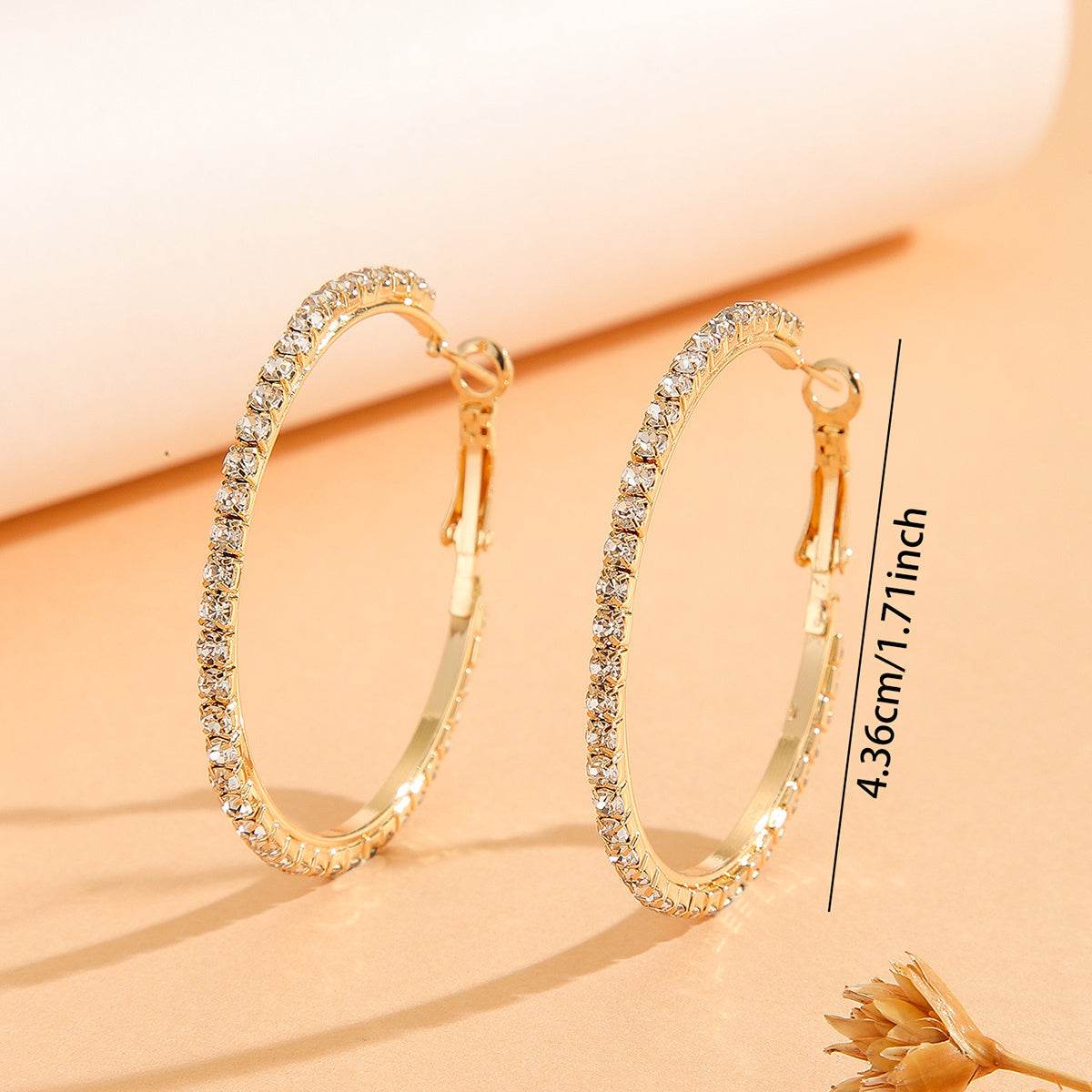 1 Pair European And American Zircon Inlaid Princess Style Large Earrings For Women, Worn At Daily Parties, Wedding Jewelry, Birthday Gifts - P12 Hub Europe