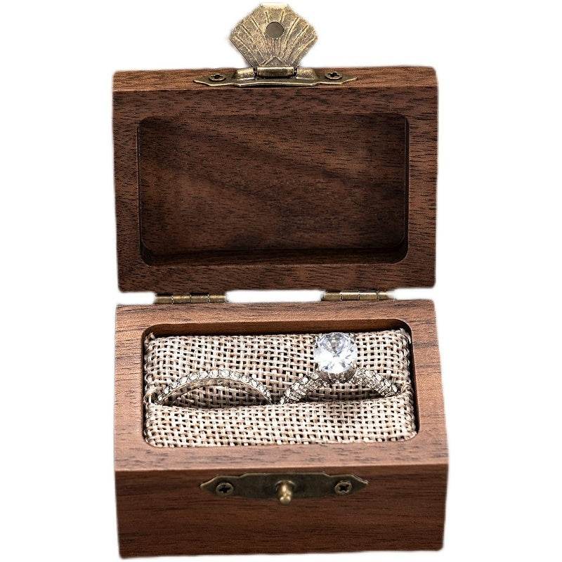 Vintage Ring Box Wooden Jewelry Personalized Name Date Commemorative Gift - P12 Hub Europe