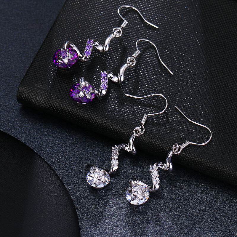 Purple Zircon Spiral Ear Hook Earrings - P12 Hub Europe