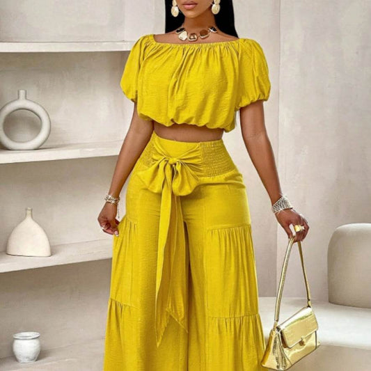 Women's Short Sleeve Suit With Summer Sleeve Pleats - P12 Hub Europe