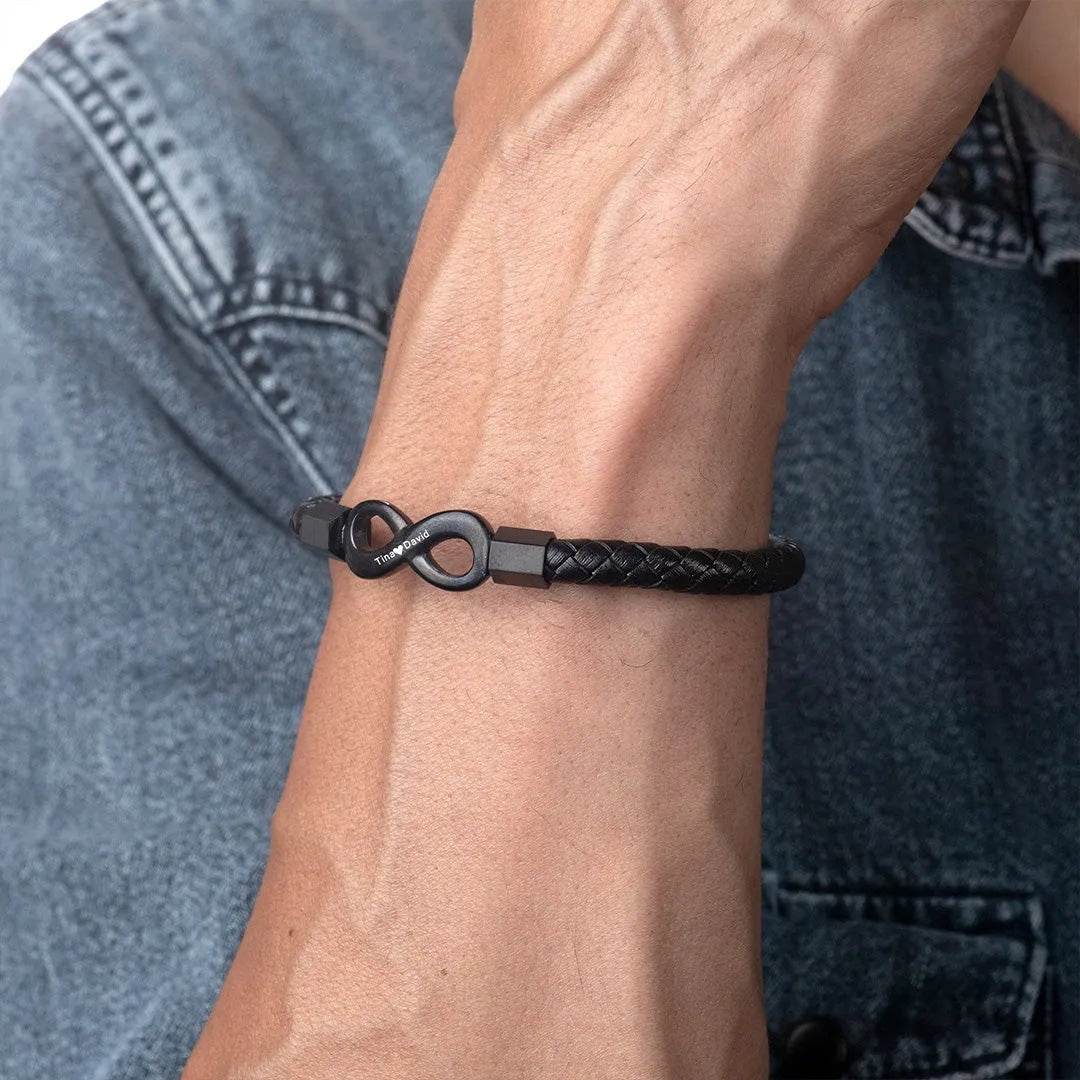 To My Man Custom Names Love You Forever And Always Infinity Leather Bracelet For Husband Dad Son - P12 Hub Europe