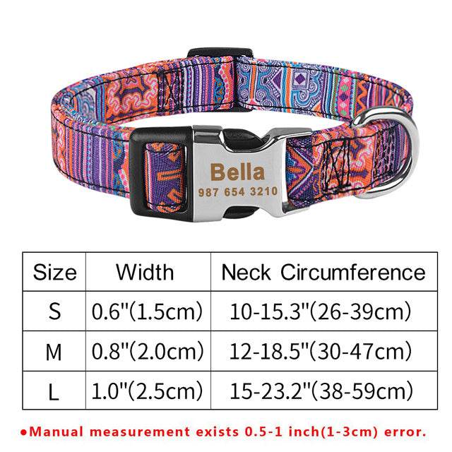 Adjustable Nylon Custom Dog Collar Free Engraved Name ID Tag - P12 Hub Europe