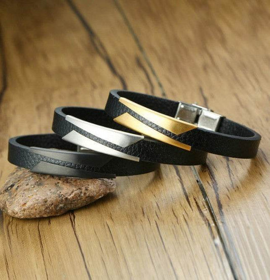 Stainless Steel Microfiber Leather Bracelet - P12 Hub Europe