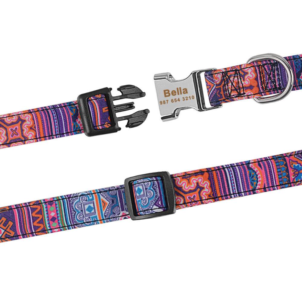 Adjustable Nylon Custom Dog Collar Free Engraved Name ID Tag - P12 Hub Europe