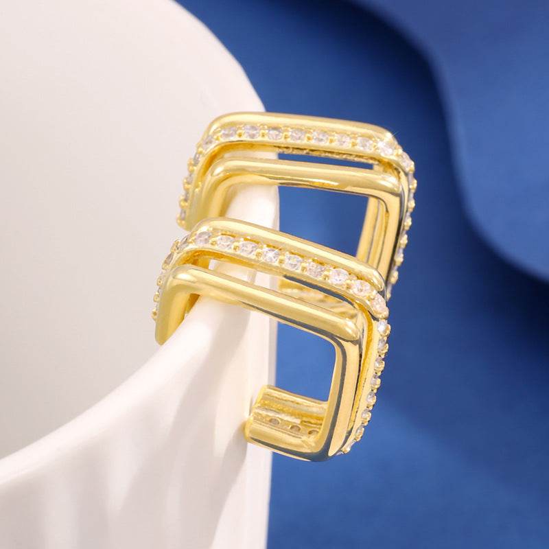 Special-interest Design Three-layer Square Stud Earrings - P12 Hub Europe